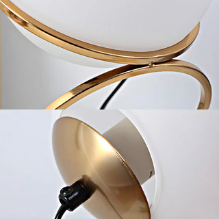Minimalist Golden Ring Milky Glass Globe Table Lamp Zawala Image - 9