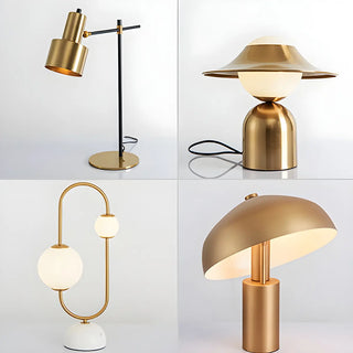 Stylish Golden Geometric Dome Shade Metal Table Lamp Zawala Image - 6