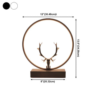 Nordic Stylish Black Antler Circle Bedroom Table Lamp Zawala #size