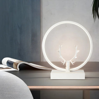 Nordic Stylish Black Antler Circle Bedroom Table Lamp Zawala Image - 4