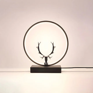 Nordic Stylish Black Antler Circle Bedroom Table Lamp Zawala Image - 6