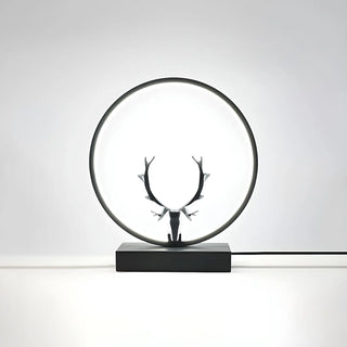 Nordic Stylish Black Antler Circle Bedroom Table Lamp Zawala Image - 7