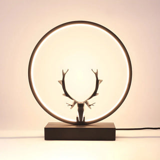 Nordic Stylish Black Antler Circle Bedroom Table Lamp Zawala Image - 8