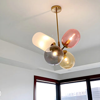 ZOWALA - Glass Multi-Color Living Room 4-Light Bubble Chandelier Image - 12