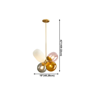 ZOWALA - Glass Multi-Color Living Room 4-Light Bubble Chandelier #size