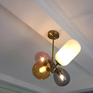 ZOWALA - Glass Multi-Color Living Room 4-Light Bubble Chandelier Image - 6