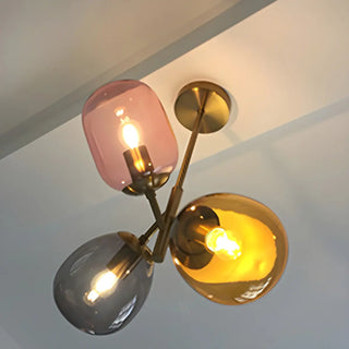 ZOWALA - Glass Multi-Color Living Room 4-Light Bubble Chandelier Image - 7