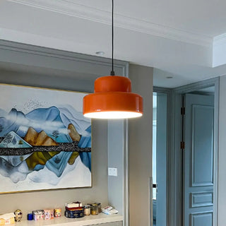 ZOWALA - Modern Metal Orange Cylinder Entryway Pendant Light Image - 3