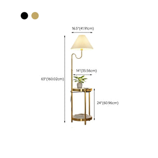 Stylish Pleated Gold Metal Floor Lamp with Storage Zawala #size