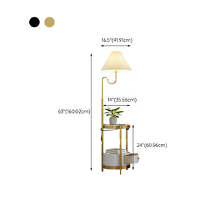 Stylish Pleated Gold Metal Floor Lamp with Storage Zawala Image - 14