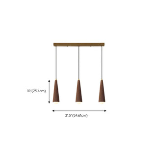ZOWALA - Modern Brown Walnut Pleated Cone Dining Room Pendant Light Image - 11