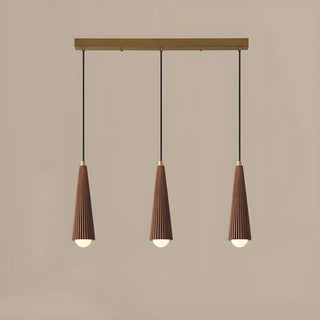 ZOWALA - Modern Brown Walnut Pleated Cone Dining Room Pendant Light Image - 5
