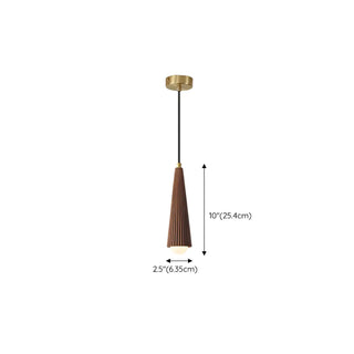ZOWALA - Modern Brown Walnut Pleated Cone Dining Room Pendant Light #size