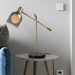 Stylish Balance Arm Grey Glass Shade Reading Table Lamp Zawala Image - 10