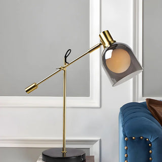 Stylish Balance Arm Grey Glass Shade Reading Table Lamp Zawala Image - 4