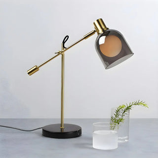 Stylish Balance Arm Grey Glass Shade Reading Table Lamp Zawala Image - 5