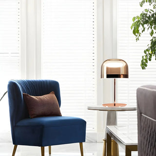 Stylish Coffee Color Dome Shade Modern Metal Table Lamp Zawala Image - 4