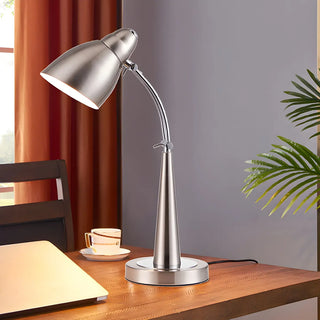 Minimalist Stylish Silver Cone Base Bedside Table Lamp Zawala Image - 1