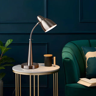 Minimalist Stylish Silver Cone Base Bedside Table Lamp Zawala Image - 2