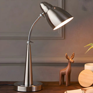 Minimalist Stylish Silver Cone Base Bedside Table Lamp Zawala Image - 3