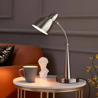 Minimalist Stylish Silver Cone Base Bedside Table Lamp Zawala Image - 4