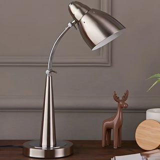 Minimalist Stylish Silver Cone Base Bedside Table Lamp Zawala Image - 5