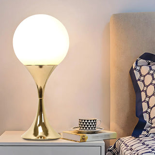 Simple Spherical Glass Nightstand Gold Base Table Lamp Zawala Image - 1