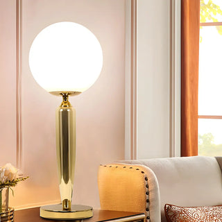 Simple Spherical Glass Nightstand Gold Base Table Lamp Zawala Image - 2
