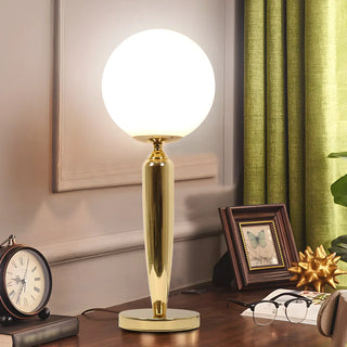 Simple Spherical Glass Nightstand Gold Base Table Lamp Zawala Image - 3