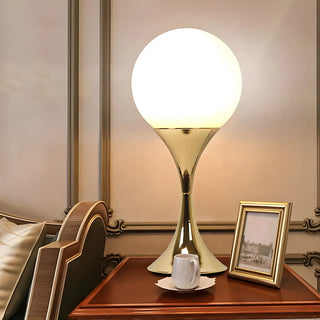 Simple Spherical Glass Nightstand Gold Base Table Lamp Zawala Image - 4