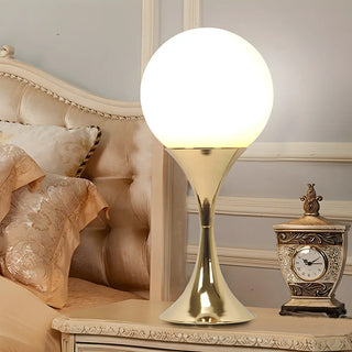 Simple Spherical Glass Nightstand Gold Base Table Lamp Zawala Image - 5