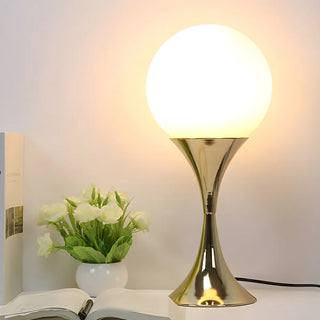 Simple Spherical Glass Nightstand Gold Base Table Lamp Zawala Image - 6