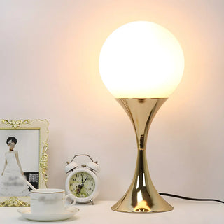 Simple Spherical Glass Nightstand Gold Base Table Lamp Zawala Image - 7