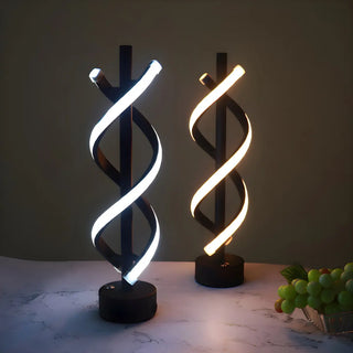 Simple Stylish Twist Spiral LED Table Lamp Black White Zawala Image - 1