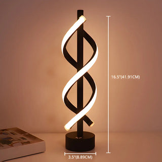 Simple Stylish Twist Spiral LED Table Lamp Black White Zawala #size
