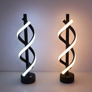 Simple Stylish Twist Spiral LED Table Lamp Black White Zawala Image - 3