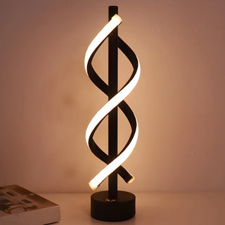 Simple Stylish Twist Spiral LED Table Lamp Black White Zawala Image - 6