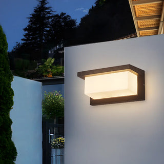 Stylish Rectangle Small Outdoor Metal Wall Light Black Zawala Image - 1