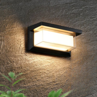 Stylish Rectangle Small Outdoor Metal Wall Light Black Zawala Image - 2