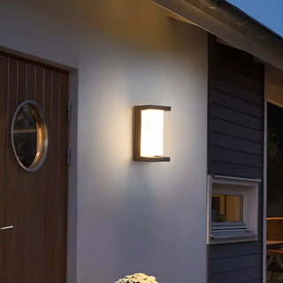 Stylish Rectangle Small Outdoor Metal Wall Light Black Zawala Image - 3