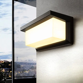 Stylish Rectangle Small Outdoor Metal Wall Light Black Zawala Image - 4
