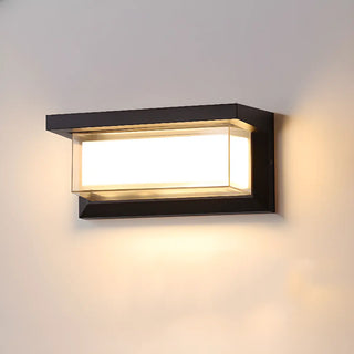 Stylish Rectangle Small Outdoor Metal Wall Light Black Zawala Image - 7