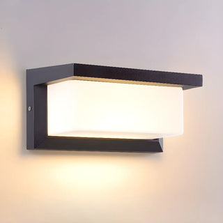 Stylish Rectangle Small Outdoor Metal Wall Light Black Zawala Image - 8