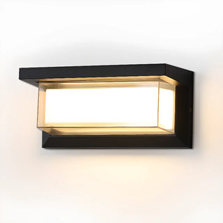 Stylish Rectangle Small Outdoor Metal Wall Light Black Zawala Image - 9