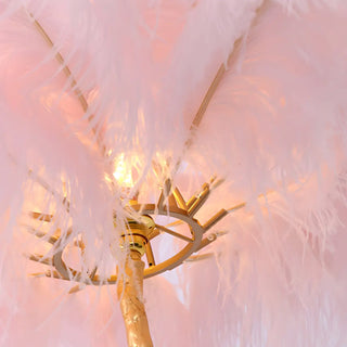 Artistic Gold Stand Feather Palm Tree Floor Lamp Image - 11