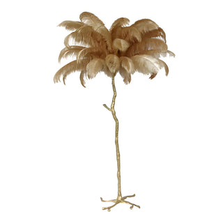 Artistic Gold Stand Feather Palm Tree Floor Lamp Image - 5