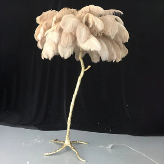 Artistic Gold Stand Feather Palm Tree Floor Lamp Image - 9