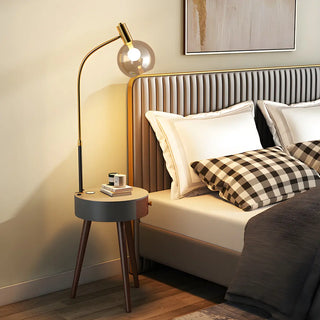Stylish Bedside Globe Floor Lamp with Integrated Table Zawala Image - 1