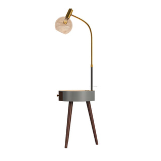 Stylish Bedside Globe Floor Lamp with Integrated Table Zawala Image - 14