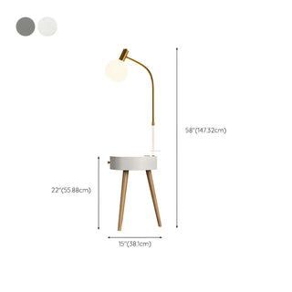Stylish Bedside Globe Floor Lamp with Integrated Table Zawala #size